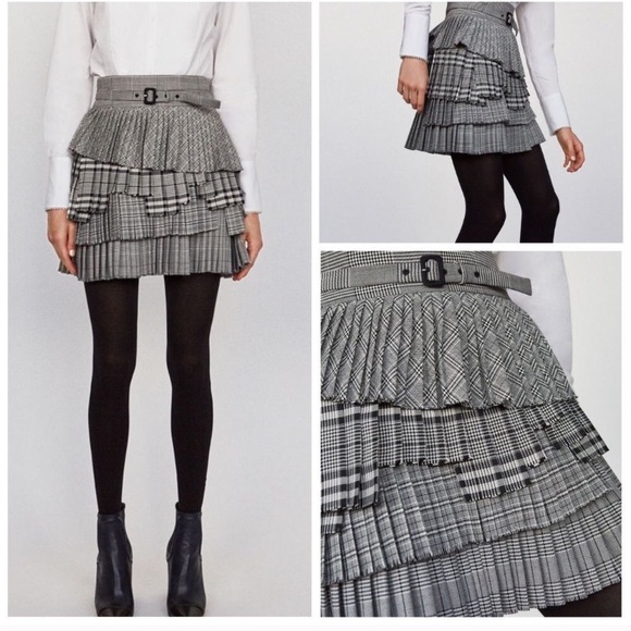 Zara Dresses & Skirts - Zara Studio Houndstooth Pleated Skirt